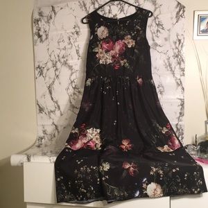 Floral Black Midi Dress